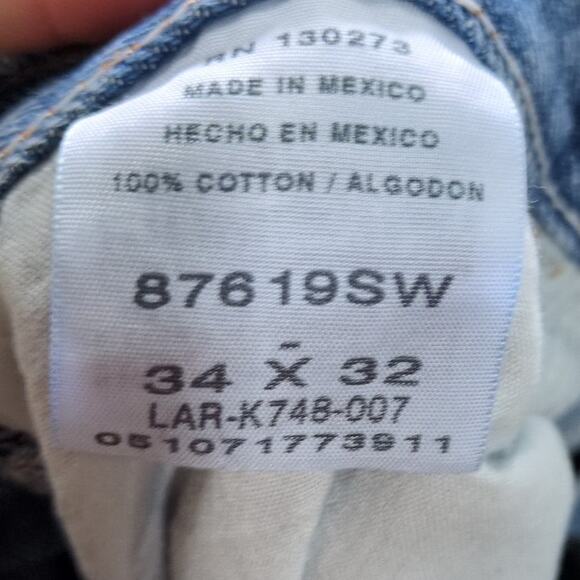 Wrangler Rustler Jeans Mens 34x32 Blue Western Dark Cowboy Farmer Light Denim - Picture 5 of 7